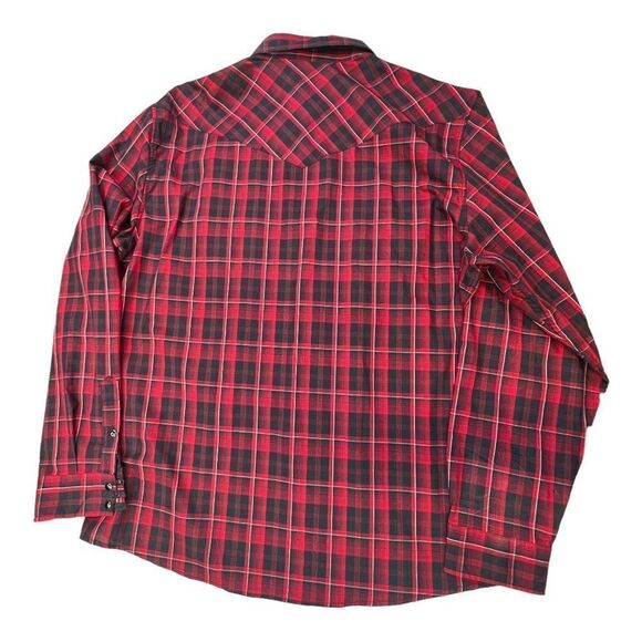Gibson Men's Plaid Long Sleeve Western Button-Down Shirt Red Black Size 2XL - Picture 7 of 10